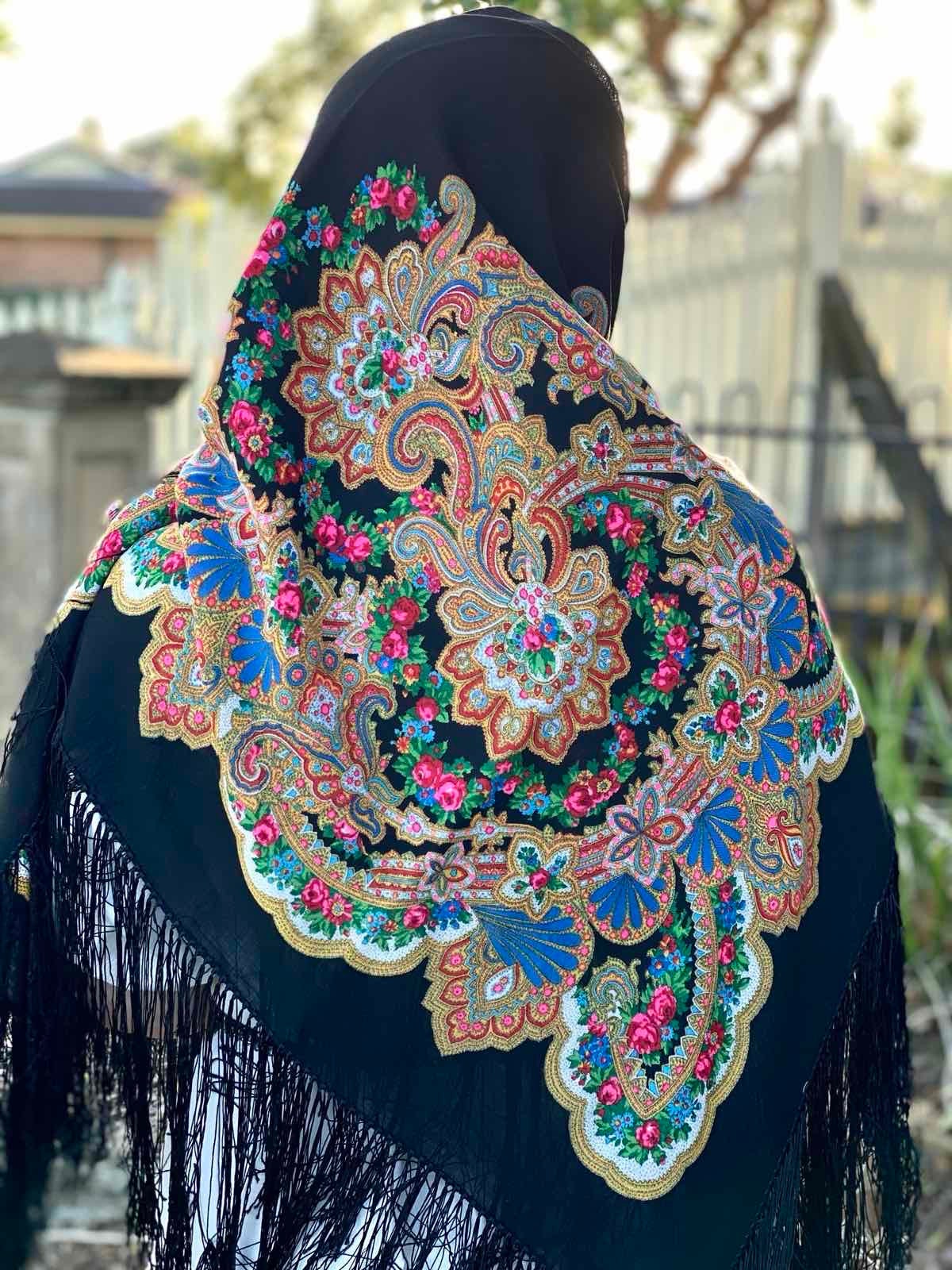 [SPECIAL] 60〜70s Nino FLORENCE モヘアストール Vintage Ostinelli Como Italy Traditional Folk Large Winter Scarf