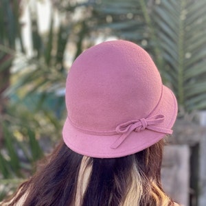 Pastel Dusty Pink Cloche Hat 