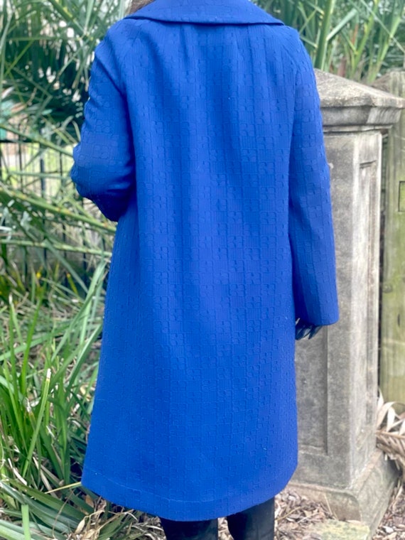 Vintage Retro Long Wide Collar Blue Coat Peacoat … - image 6