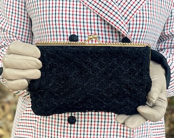 1940s Vintage Satin Glove Pouch: Embroidered Netted Storage - Etsy