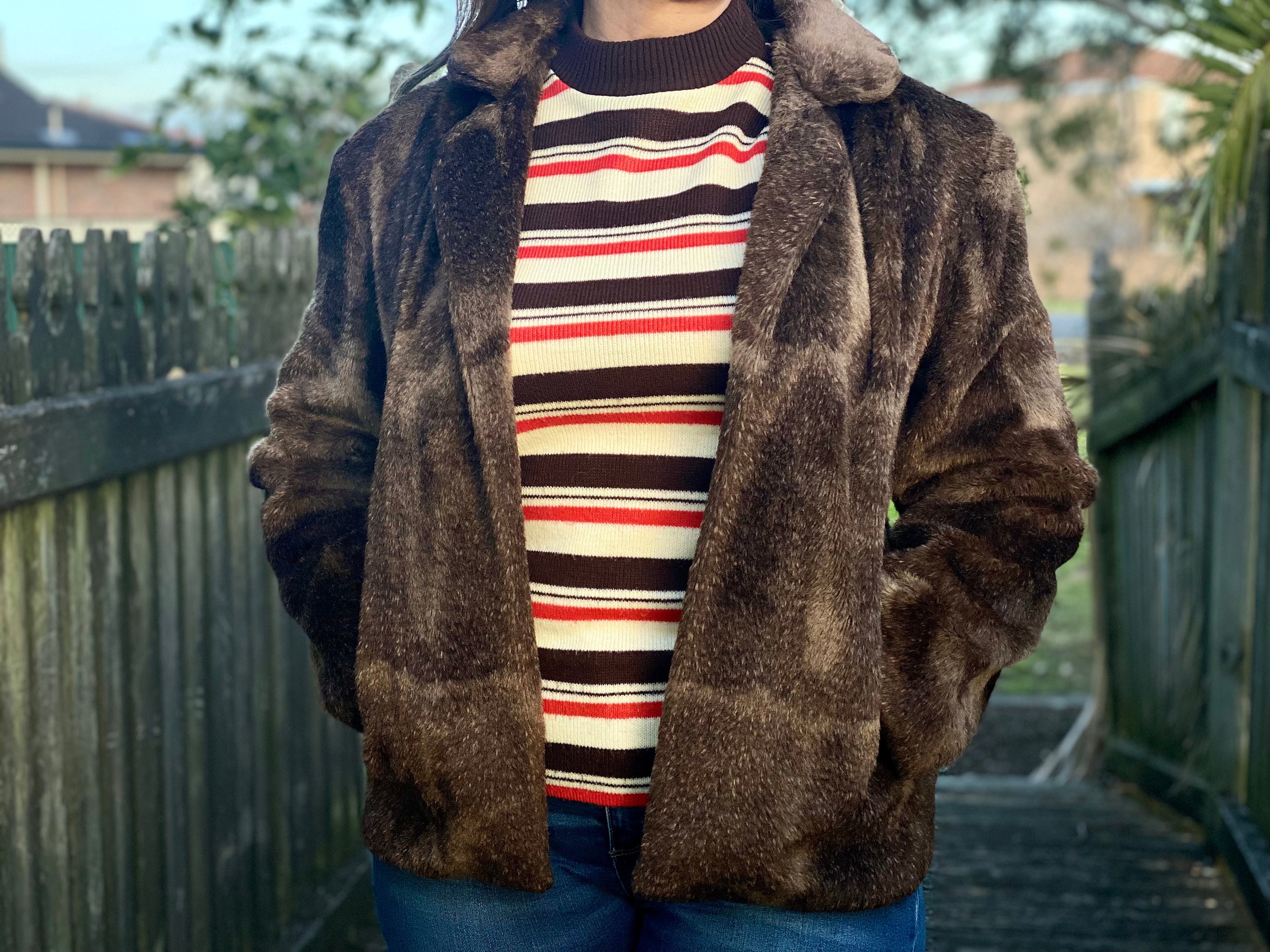 60s Light Brown Faux Fur Short Coat Jacket by Grevelour - Etsy