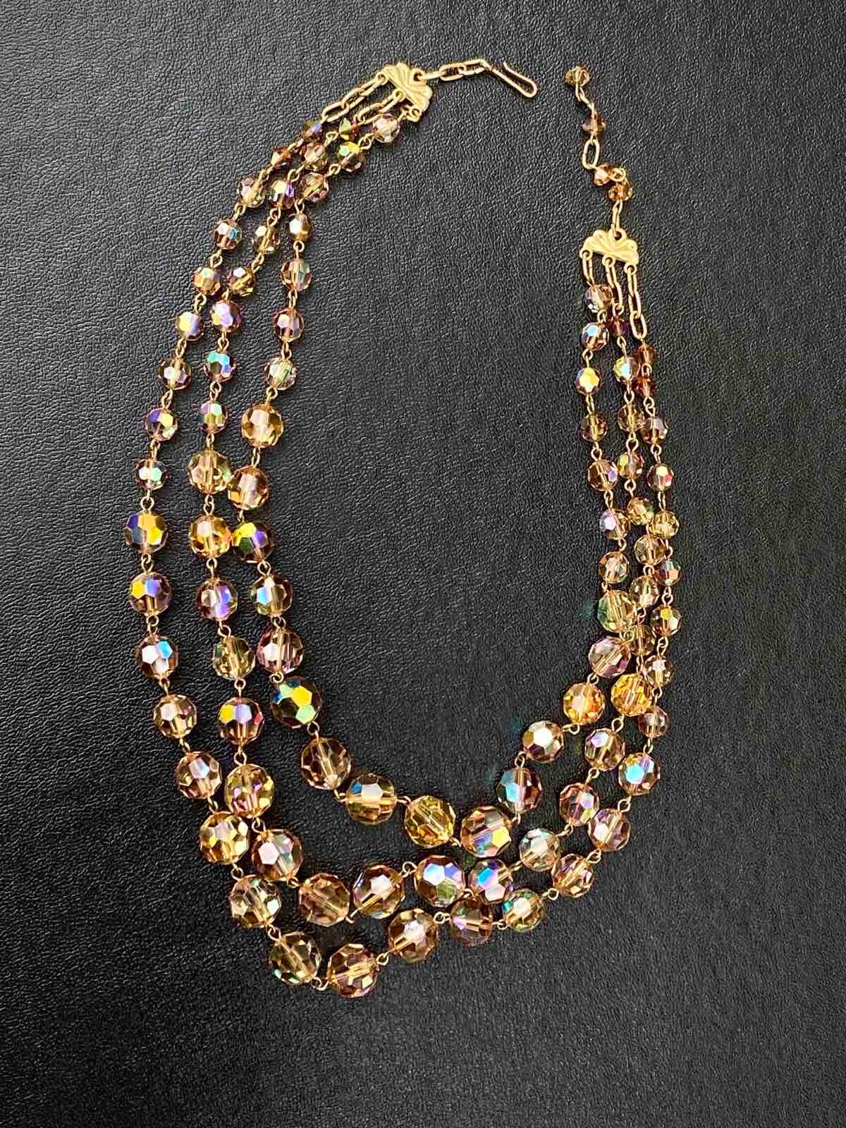 Collier Vintage Aurore Boréale à Facettes – Occasion, Sans Pierre Dominante