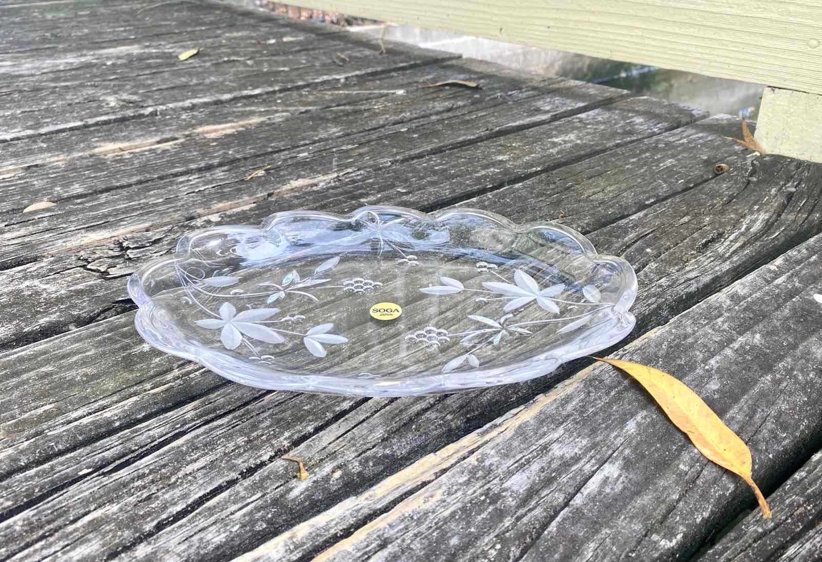 Japan SOGA Glass Oval Medium Plate Garden Terrace Designed for