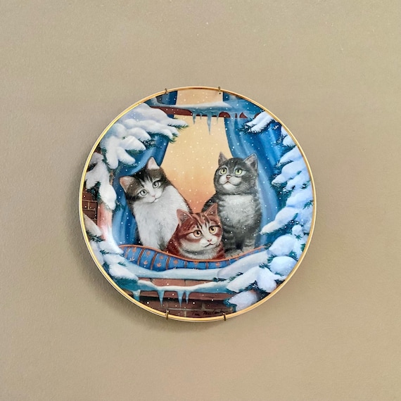 Franklin Mint テディベア 猫 絵皿 セット コレクションプレート Vintage Franklin Mint Furry Flurry Collectors Plate by Turi Mac