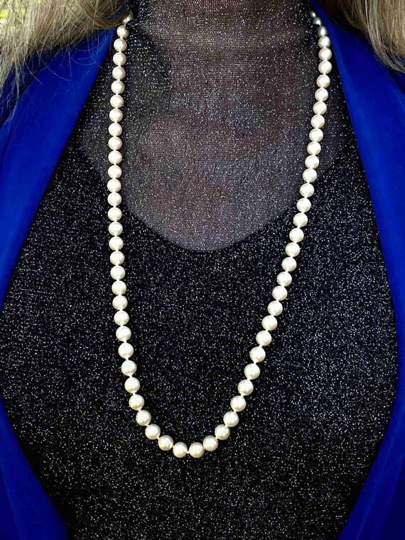 Vintage Unique Clasp Long Faux Pearl 