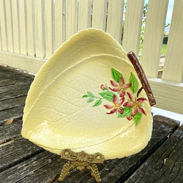 Vintage Collectible Carlton Ware Flat Dish in Light Yellow - Australian Design Dinnerware - Apple Blossom Floral Design