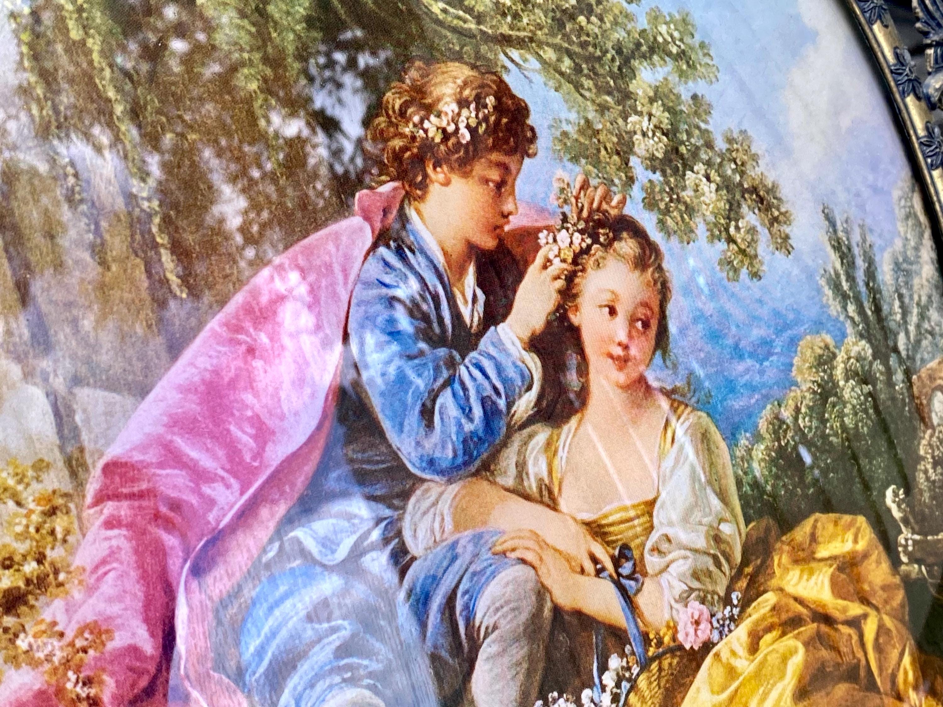 Vintage Italian Brass Oval Picture Frame, Baroque Rococo Style