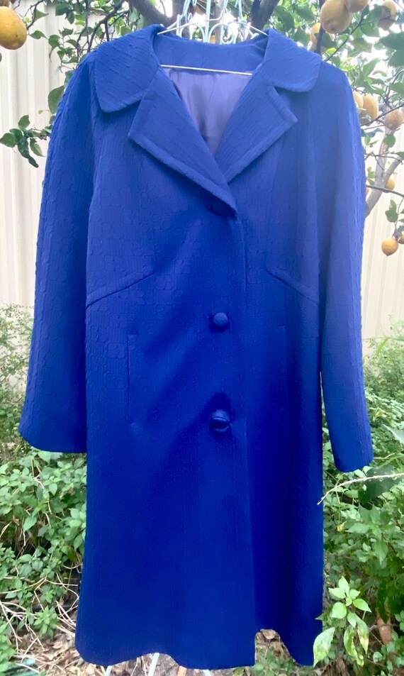 Vintage Retro Long Wide Collar Blue Coat Peacoat … - image 8