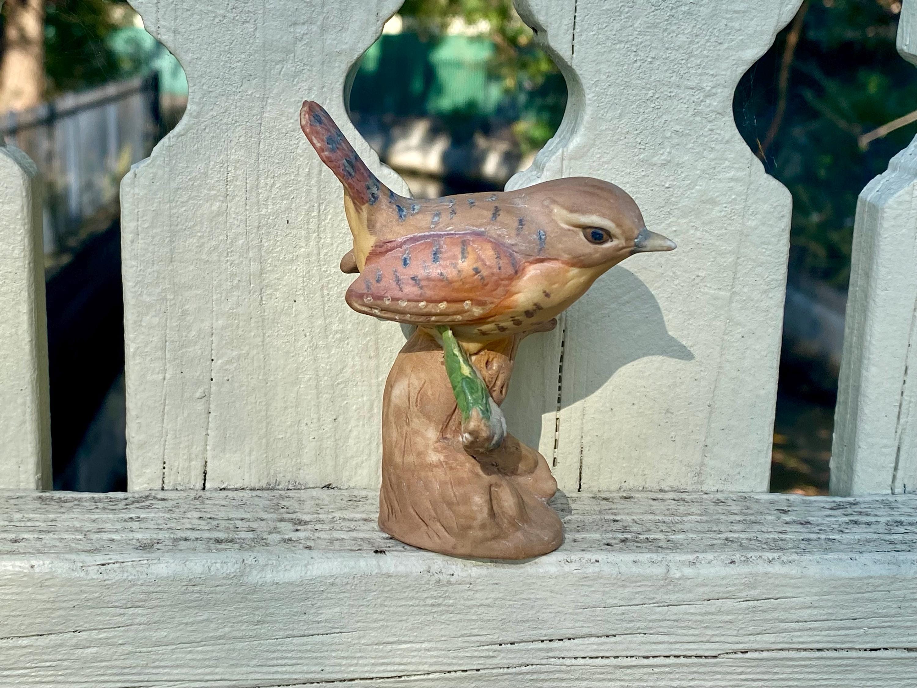 枝に止まるヴィンテージの鳥/セラミックの手描きミッドセンチュリーの