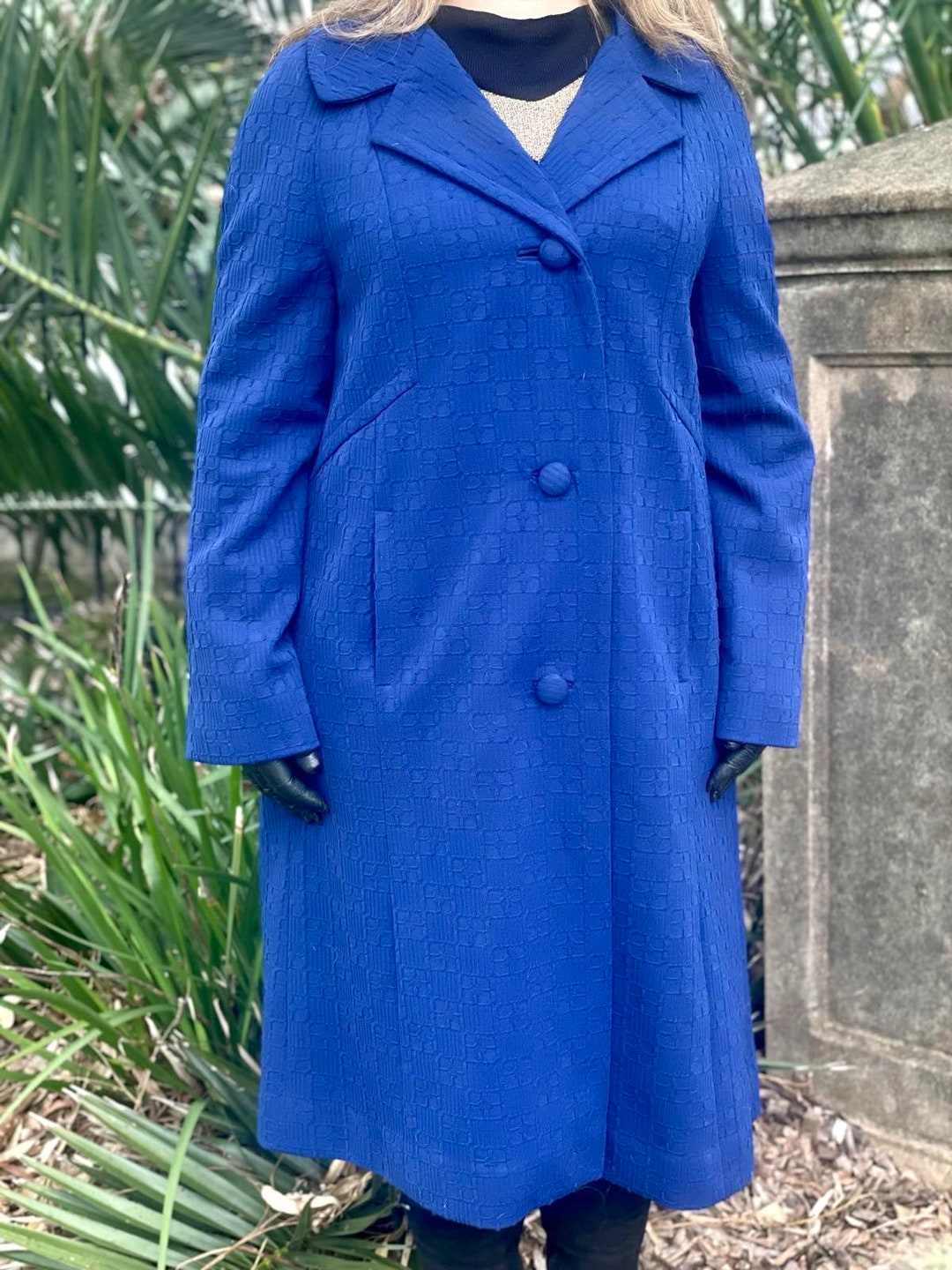 青*子様 60's U.K. VINTAGE PURE WOOL COATウール Vintage 60s Blue Wool Coat With Big Black Buttons - Etsy