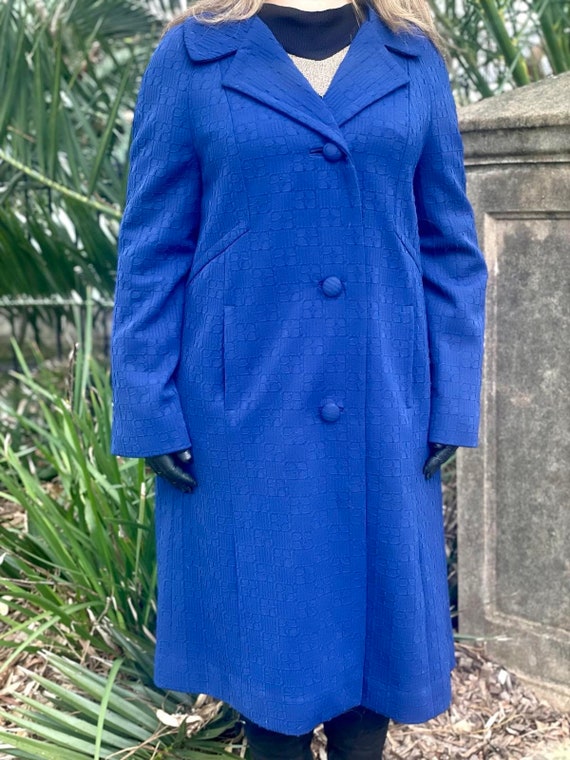 Vintage Retro Long Wide Collar Blue Coat Peacoat … - image 1