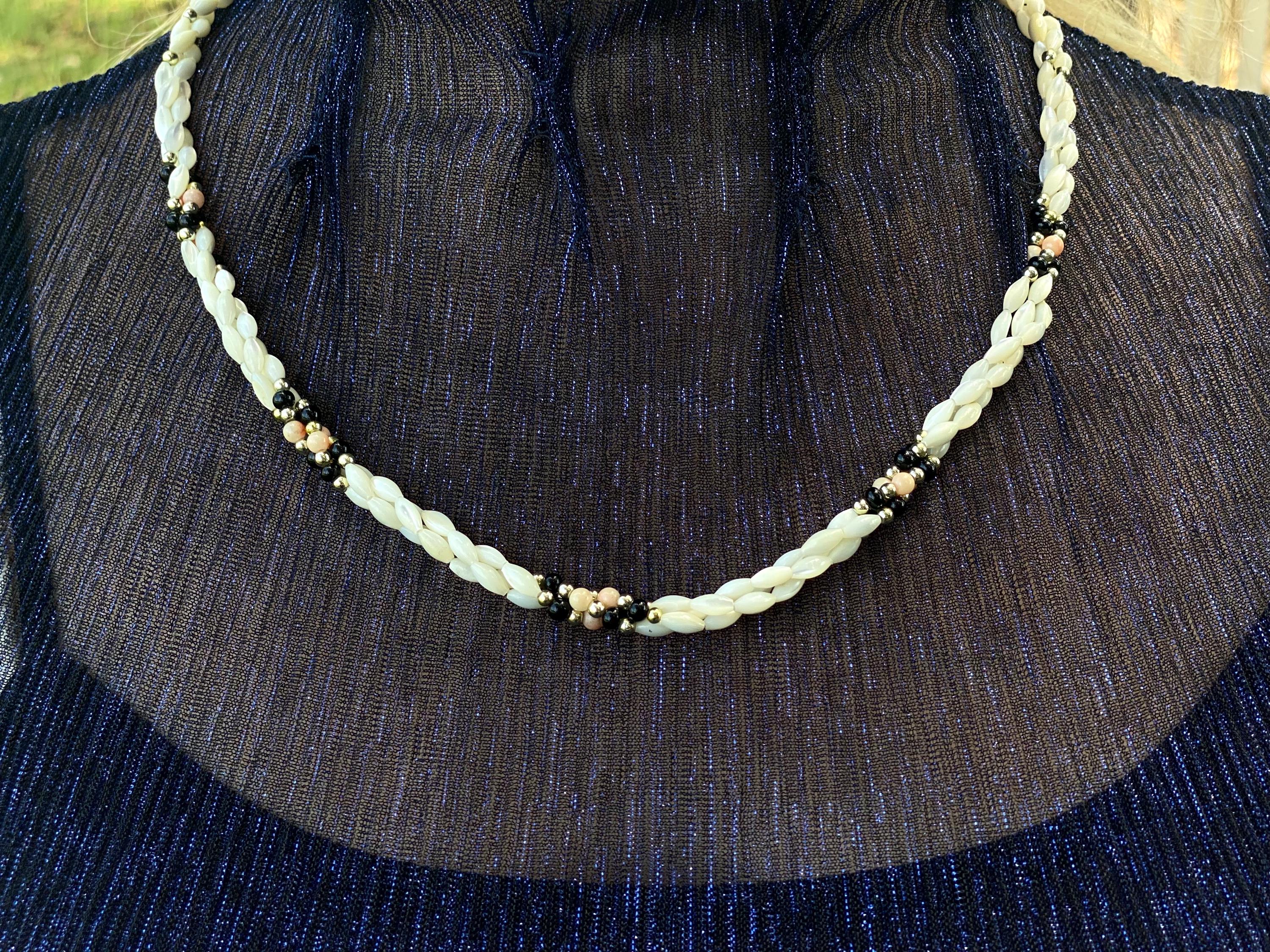 Collier Perles De Nacre Vintage - Bijou Fantaisie Nacré - Occasion