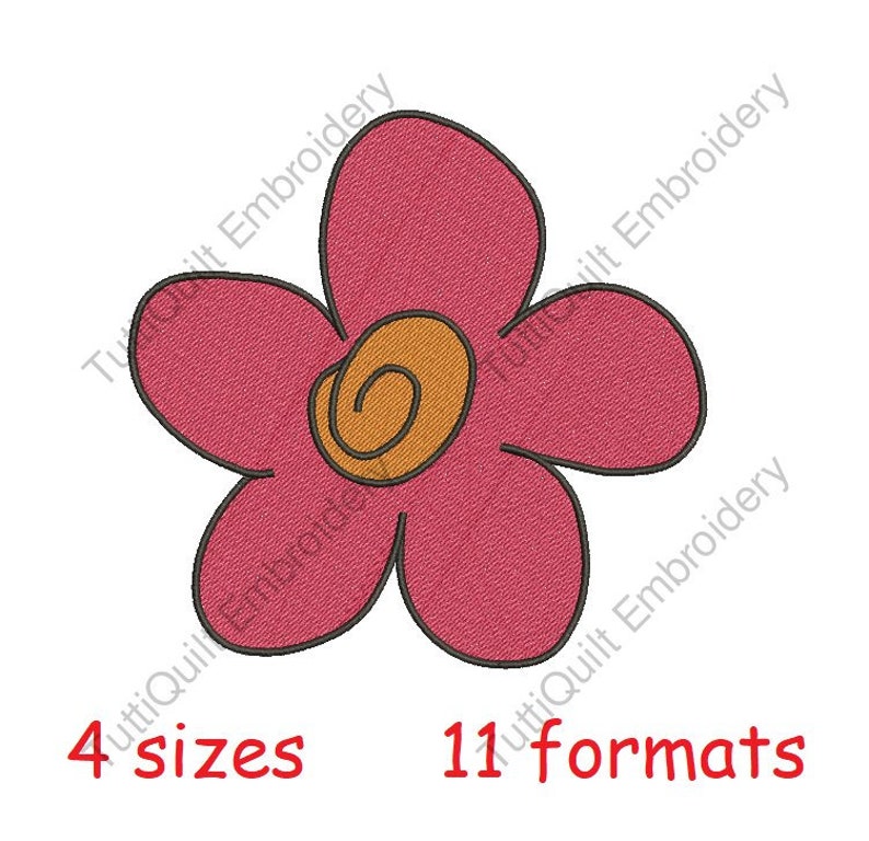 Red Daisy Embroidery Design Baby Embroidery Pattern Instant Etsy