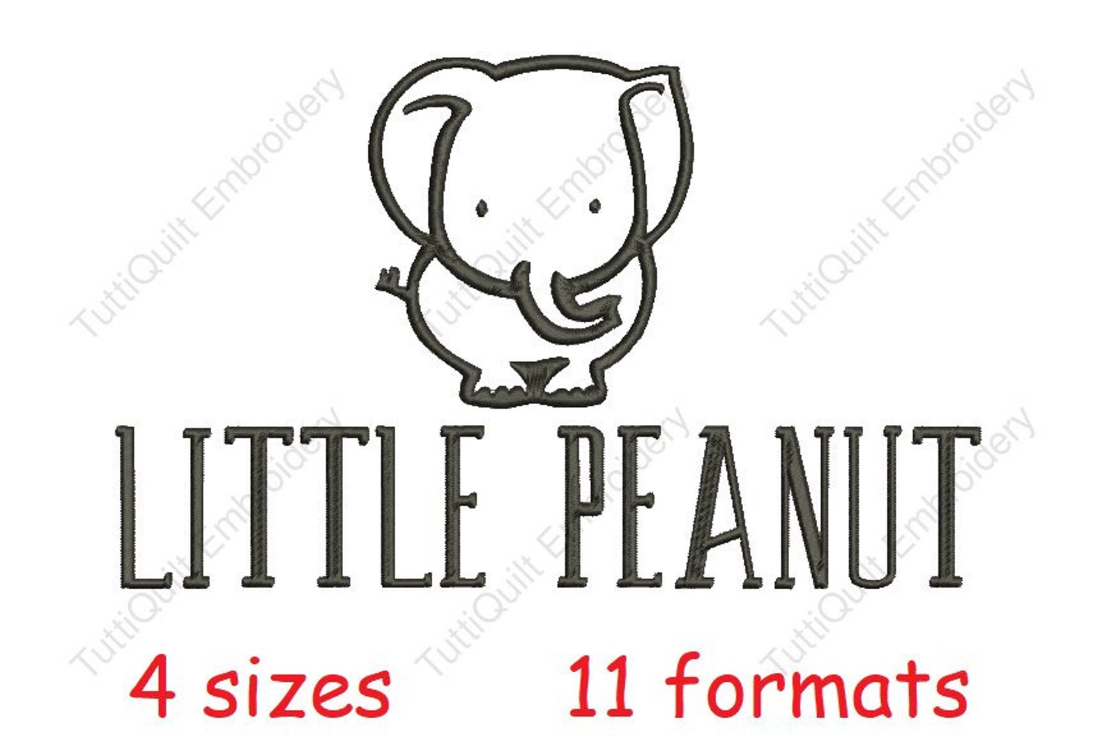 Little Peanut Elephant Embroidery Design Newborn Bodysuit Etsy