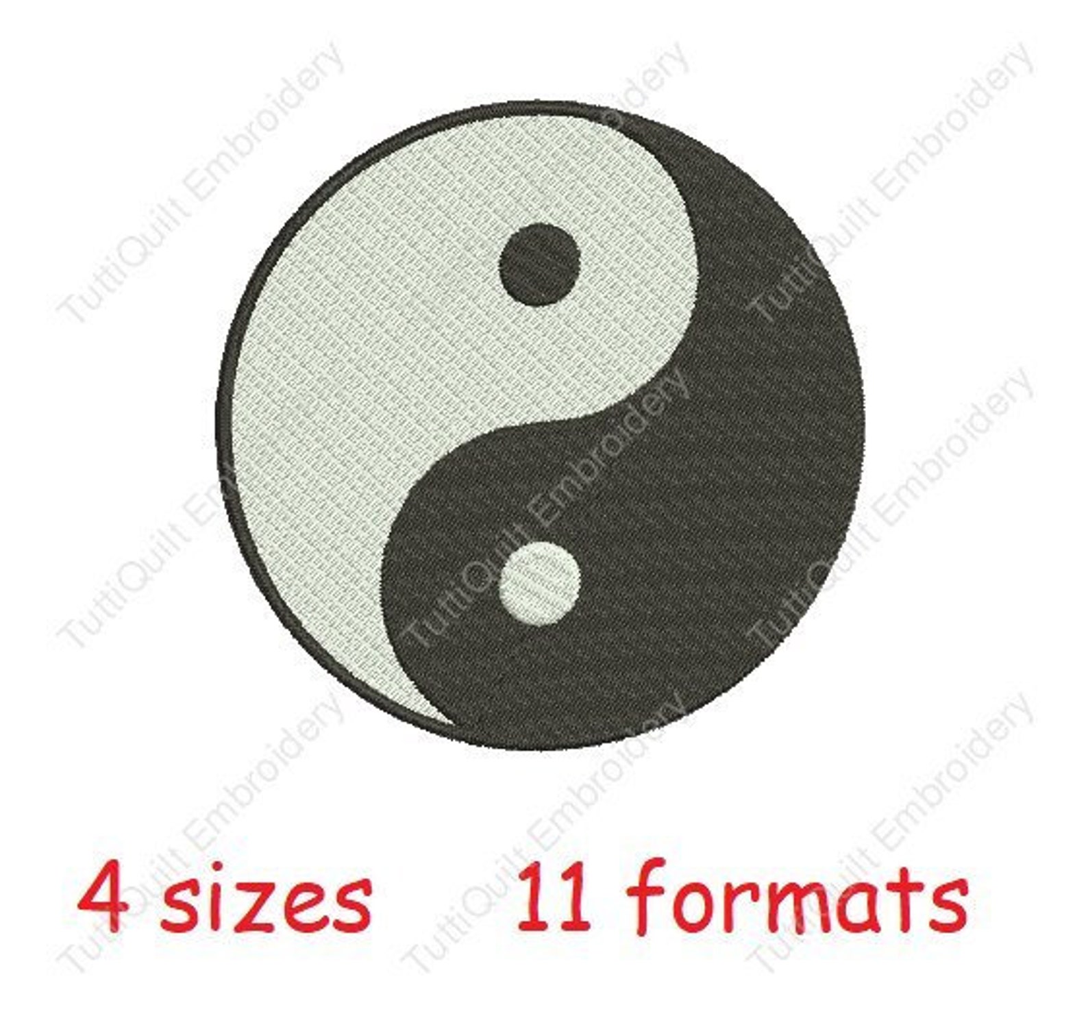 Yin Yang Embroidery Design Chinese Symbol Yoga Embroidery Etsy