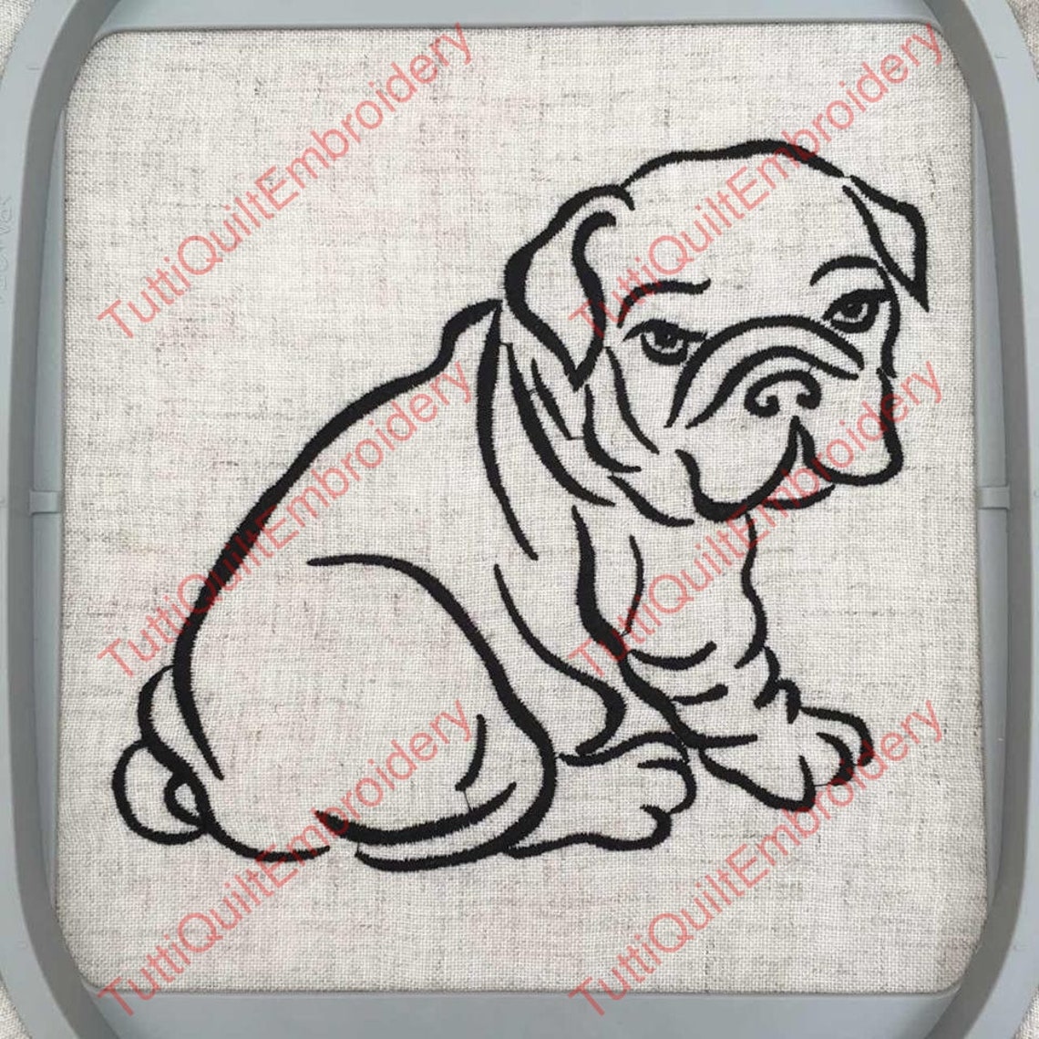 English bulldog Embroidery pattern Britain Puppy ornament Etsy