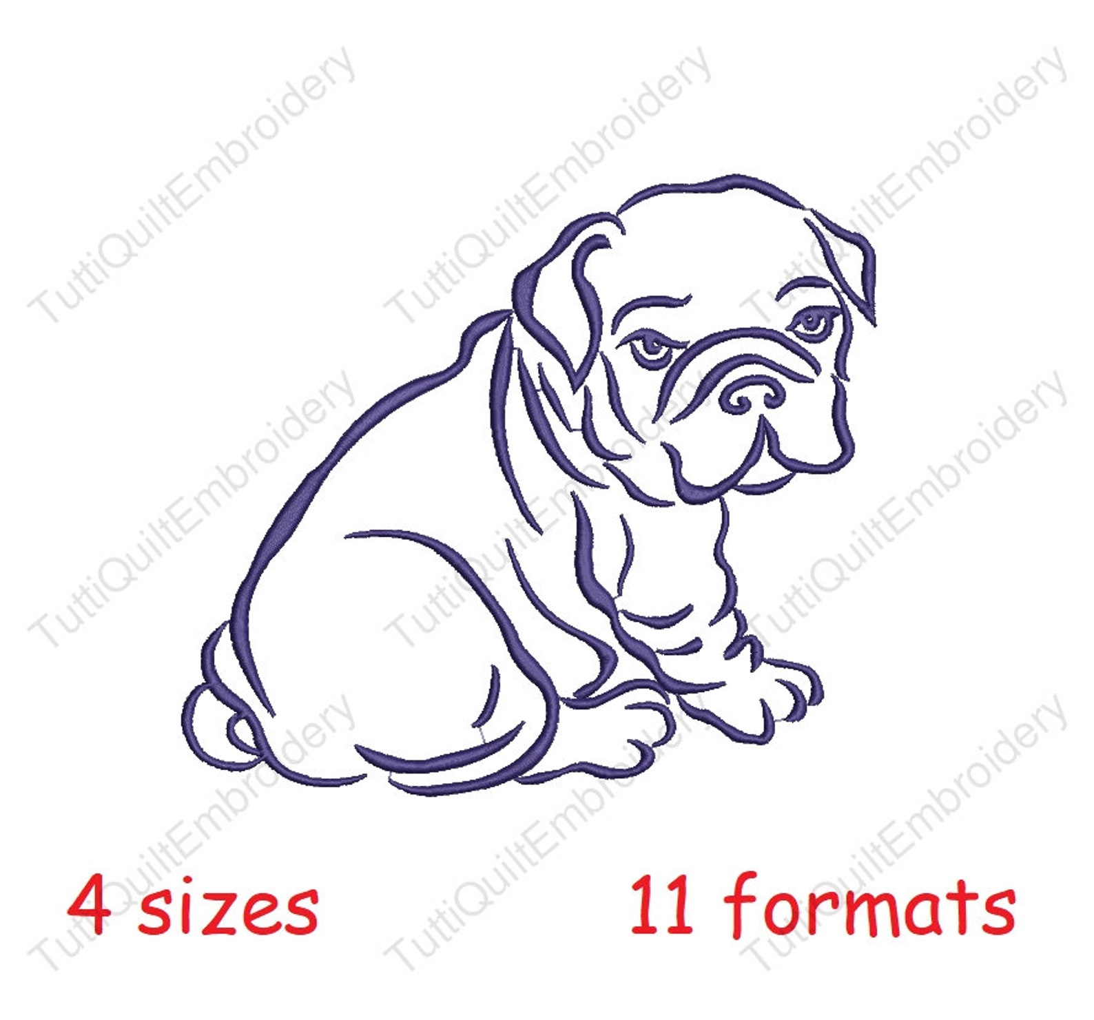 English bulldog Embroidery pattern Britain Puppy ornament Etsy