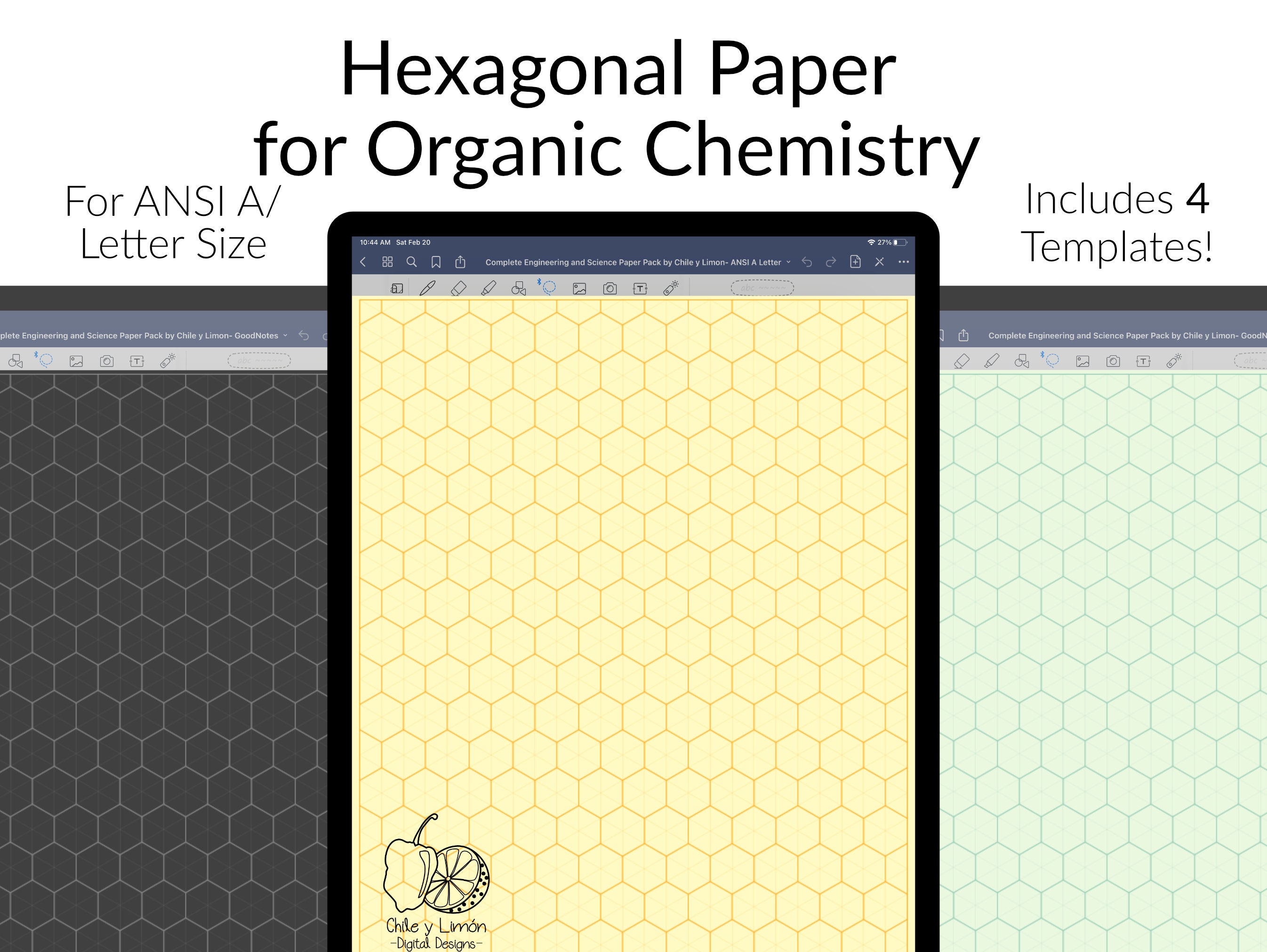 Hexagonal Paper for Organic Chemistry Letter ANSI A Size - Etsy.de