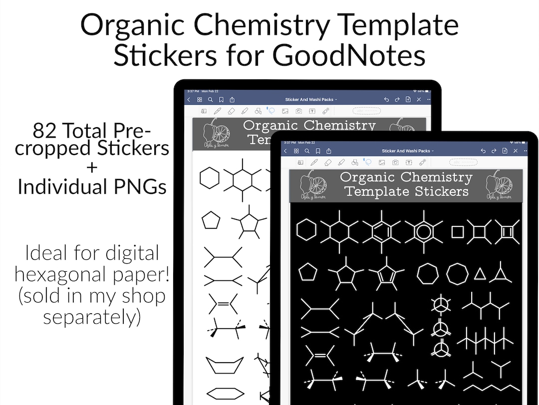 Organic Chemistry Stencil Template PRECROPPED Digital Stickers for Organic Chemistry Stencil Template PRECROPPED Digital Stickers for