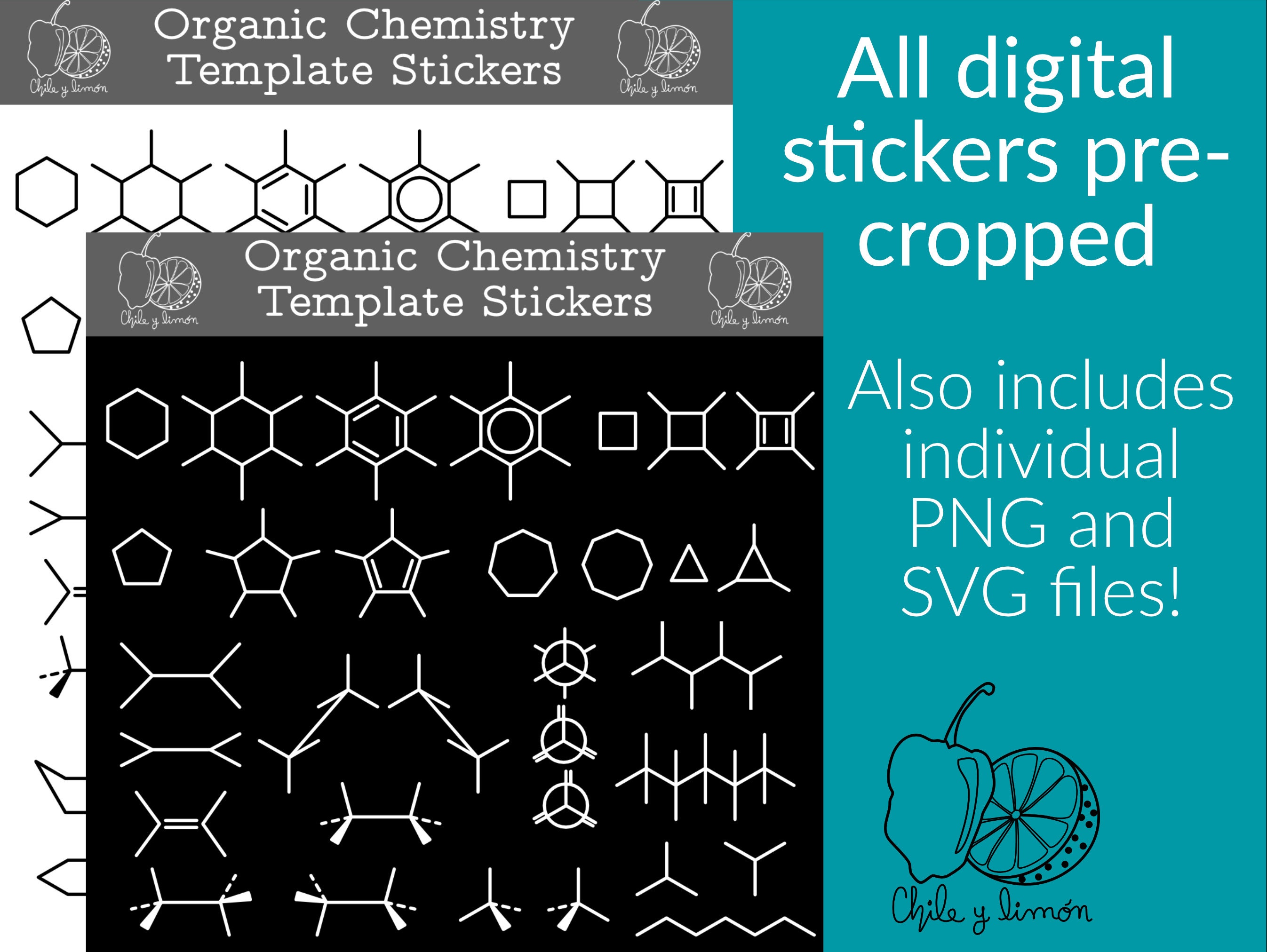 Organic Chemistry Stencil Template PRECROPPED Digital Etsy