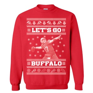 Bluza świąteczna Josh Allen Red Holiday – biały nadruk, darmowa wysyłka
