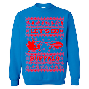 Bluza świąteczna Buffalo Bills w kolorze niebieskim – czerwony nadruk, darmowa wysyłka