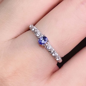 Personalized Birthstone Rings | Genuine Oval Blue Tanzanite Rings | Natural Tanzanite Gemstone | Sterling Silver Rings | Stacking Ring