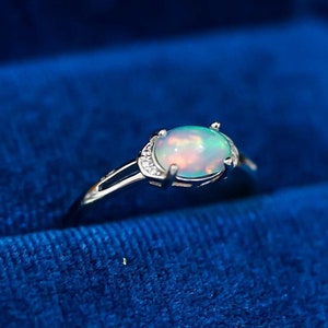Natural Opal Sterling Silver Ring: October Birthstone