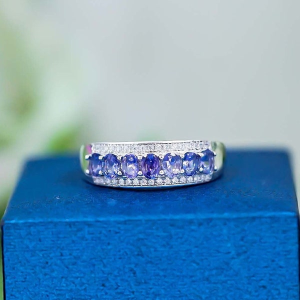 Natural Tanzanite Ring | Real Oval Cut Blue Gemstone Ring | December Birthstone | Promise Ring | Tanzanite Jewelry
