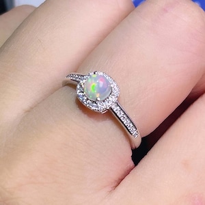 Natural Opal Ring, Genuine White Opal Ring, Handmade Sterling Silver Ring, October Birthstone Ring, Real Opal, Gift For Her