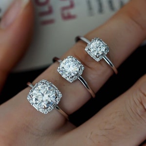 Dainty Moissanite Ring, 0.5ct/1ct/2.0ct Brilliant Round Moissanite Ring Jewelry, Sterling Silver Ring, Wedding Jewelry, Anniversary Gift