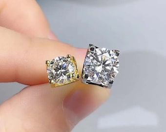 Dainty Moissanite Stud Earrings | Gold Post Studs | Brilliant Round Cut Moissanite | Moissanite Earrings for Woman | Dainty Gift For Her