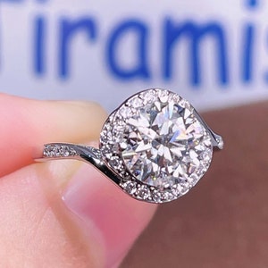 Brilliant Round Cut Moissanite Ring: Sterling Silver Forever Ring