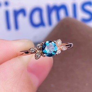 Dainty London Blue Topaz Ring, Rose Gold Topaz Ring, Blue Topaz Rings For Women, Topaz Jewelry, Gift for Her