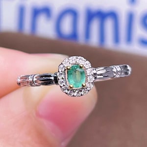 Genuine Emerald Sterling Silver Ring: May Birthstone