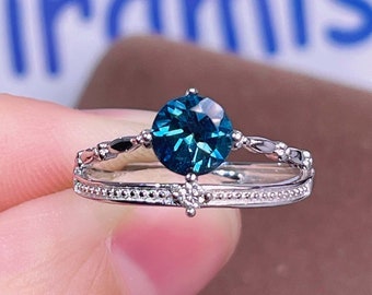 London Blue Topaz Ring, Genuine Blue Topaz Ring, Sterling Silver Ring, Birthstone Ring Jewelry, Dainty Rings For Women