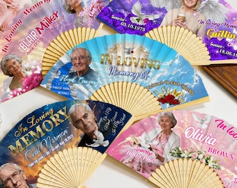 Custom Photo Remembrance Fans, In Loving Memory Folding Fan, Keepsake Gift, Funeral Favors Bulk