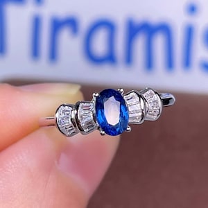 Natural Sri Lanka Sapphire Ring, Genuine Blue Sapphire Oval Stone, Dainty Promise Ring, Raw Sapphire, Sapphire Rings for Women