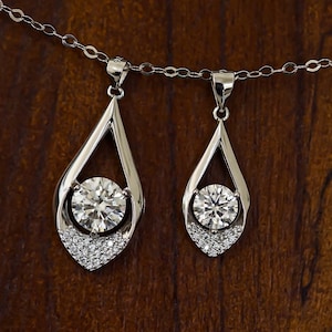 1 karaat | 2 karaat moissanietketting, sterlingzilveren traanhangerketting, moissaniet-sieraden, cadeaus bruidsmeisje, kettingen voor vrouwen