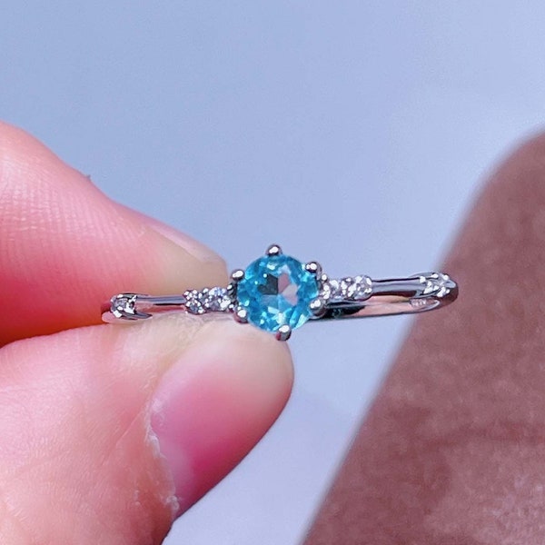 London Blue Topaz Ring | Simple Ring Jewelry | Minimalist Ring | Birthstone Ring | Anniversary Ring | Stacking Ring Gift for Her