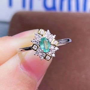 Natural Emerald Ring, 925 Sterling Silver Emerald Ring, May Birthstone Ring, Unique Ring, Emerald Rings for Women