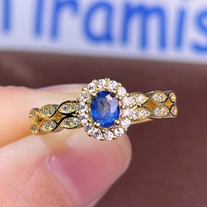 Natural Sapphire Ring | Blue Raw Sapphire Ring | 18K Gold Sapphire Ring | Diamond Sapphire Ring | September Birthstone | Gift for Her