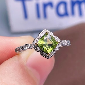 Natural Peridot Ring: Sterling Silver, Promise Ring