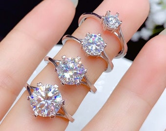 1ct/2ct/3ct Round Cut Moissanite Ring, Promise Ring, Engagement Ring, Wedding Ring, VVS1 Moissanite, Custom 9K/14K/18K Solid Gold Ring