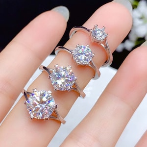 1ct/2ct/3ct Round Cut Moissanite Ring, Promise Ring, Engagement Ring, Wedding Ring, VVS1 Moissanite, Custom 9K/14K/18K Solid Gold Ring