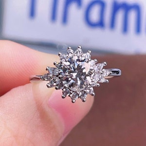 Handmade 1ct Moissanite Sterling Silver Ring: Brilliant Cut, Promise Ring