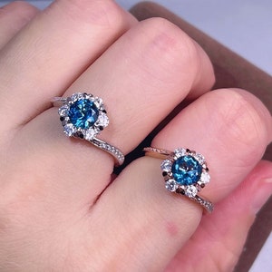 Natural London Blue Topaz Ring | Dainty Sterling Silver Topaz Ring | Blue Topaz Gemstone Ring | Gifts For Her