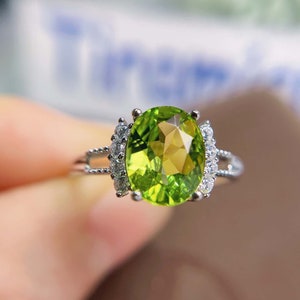 Handmade Oval Peridot Ring: Sterling Silver August Birthstone