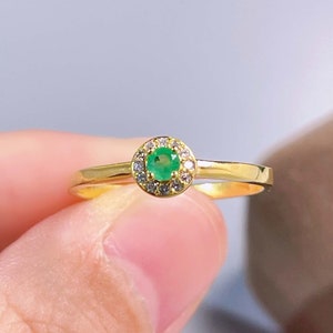 Gold Emerald Ring, Natural Colombia Emerald, Emerald Ring Jewelry Gemstone Ring, May Birthstone, Stacking Ring, Anniversary Rings for Woman