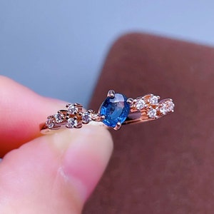 Genuine Sri Lanka Sapphire Ring: 18K Rose Gold Plated Over Sterling Silver